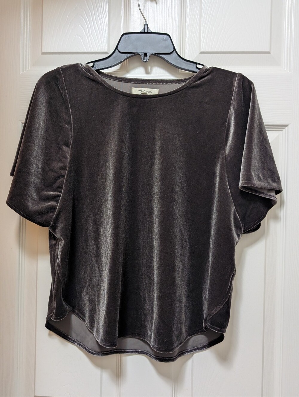 NWT Madewell – Velvet Butterfly Top DARK Metal Gray Size Small S